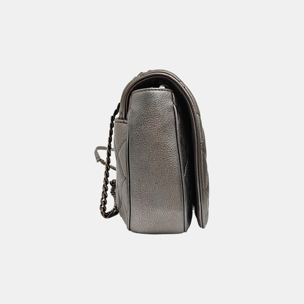 Quilted Grained Calfskin Silver