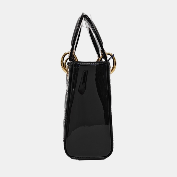Lady Dior Mini Quilted Patent Leather Black