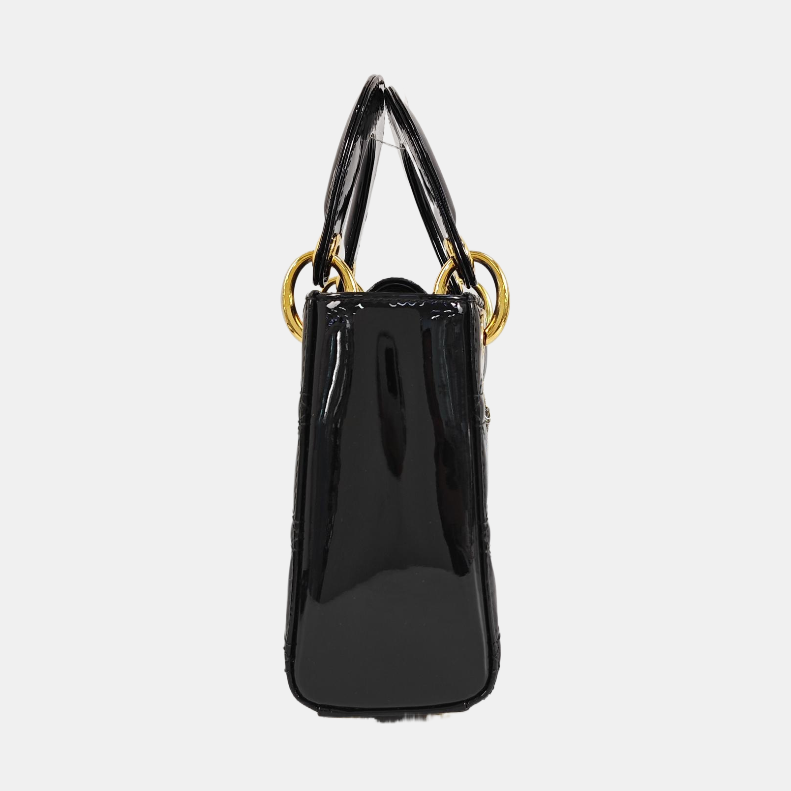 Lady Dior Mini Cannage Patent Leather Black