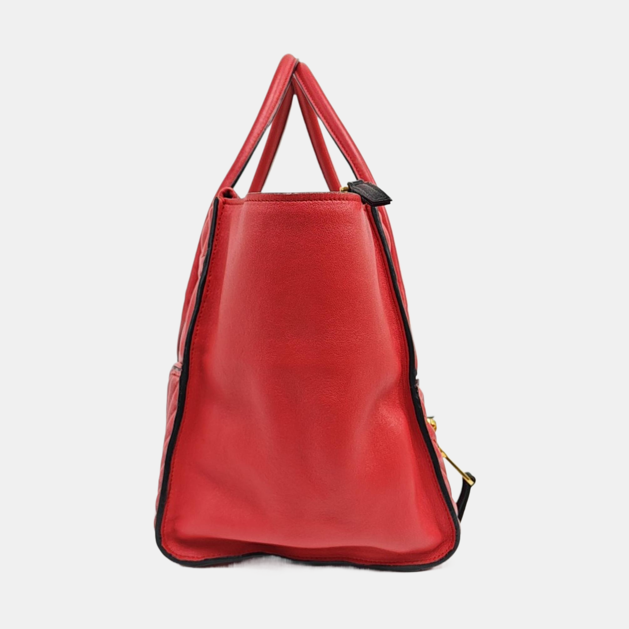 Quilted Lambskin Tote Bag Red