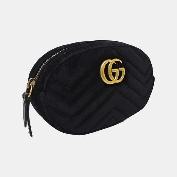 GG Marmont Super Mini Quilted Velvet Black