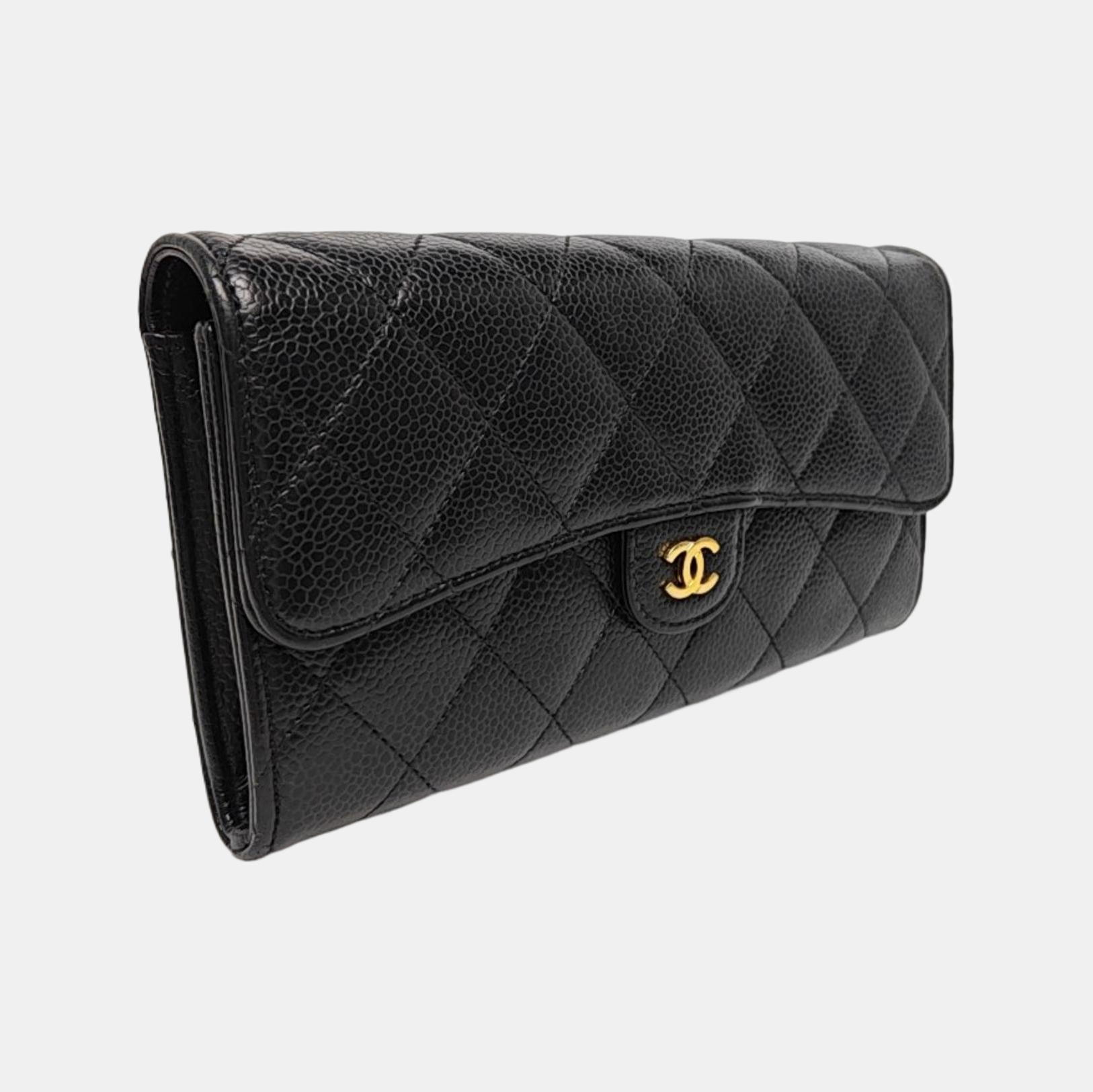 CLASSIC FLAP Mini Quilted Grained Calfskin Black Wallet