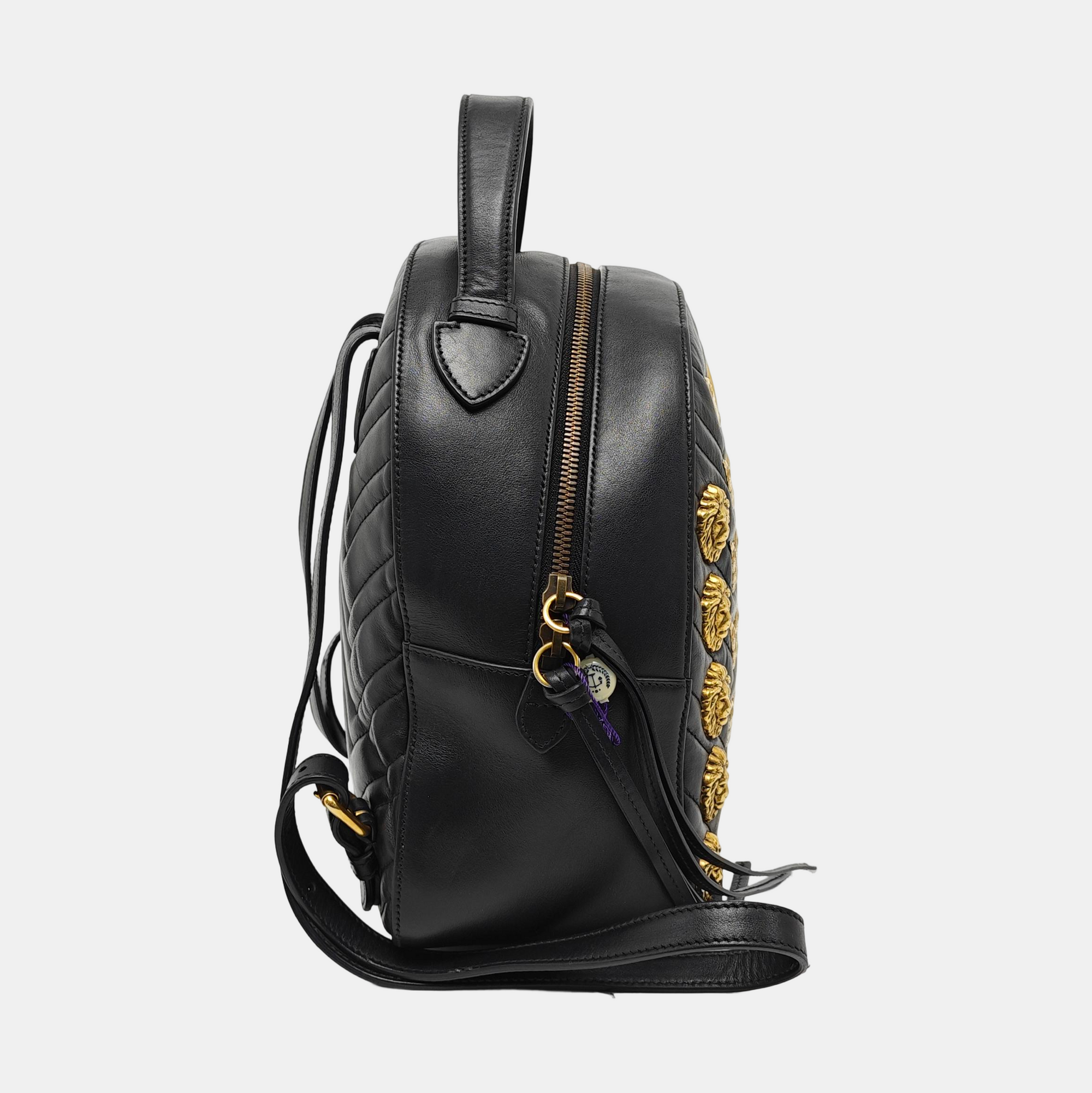 Quilted Calfskin Backpack Black