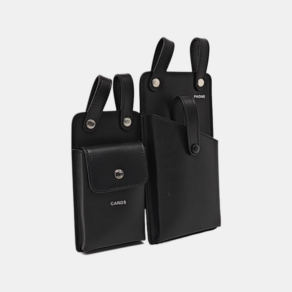 2 Pockets Leather Black