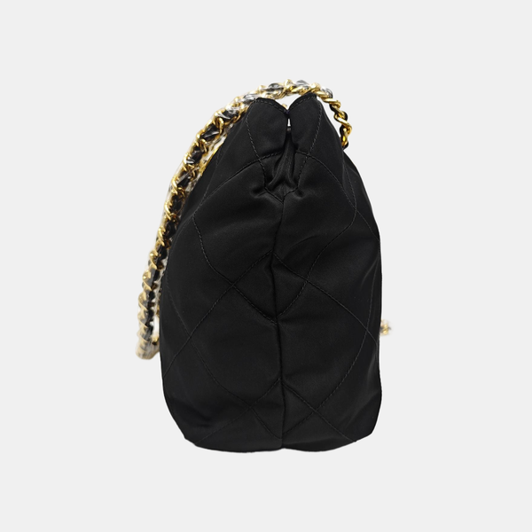 Quilted Nylon Shoulder Bag Black