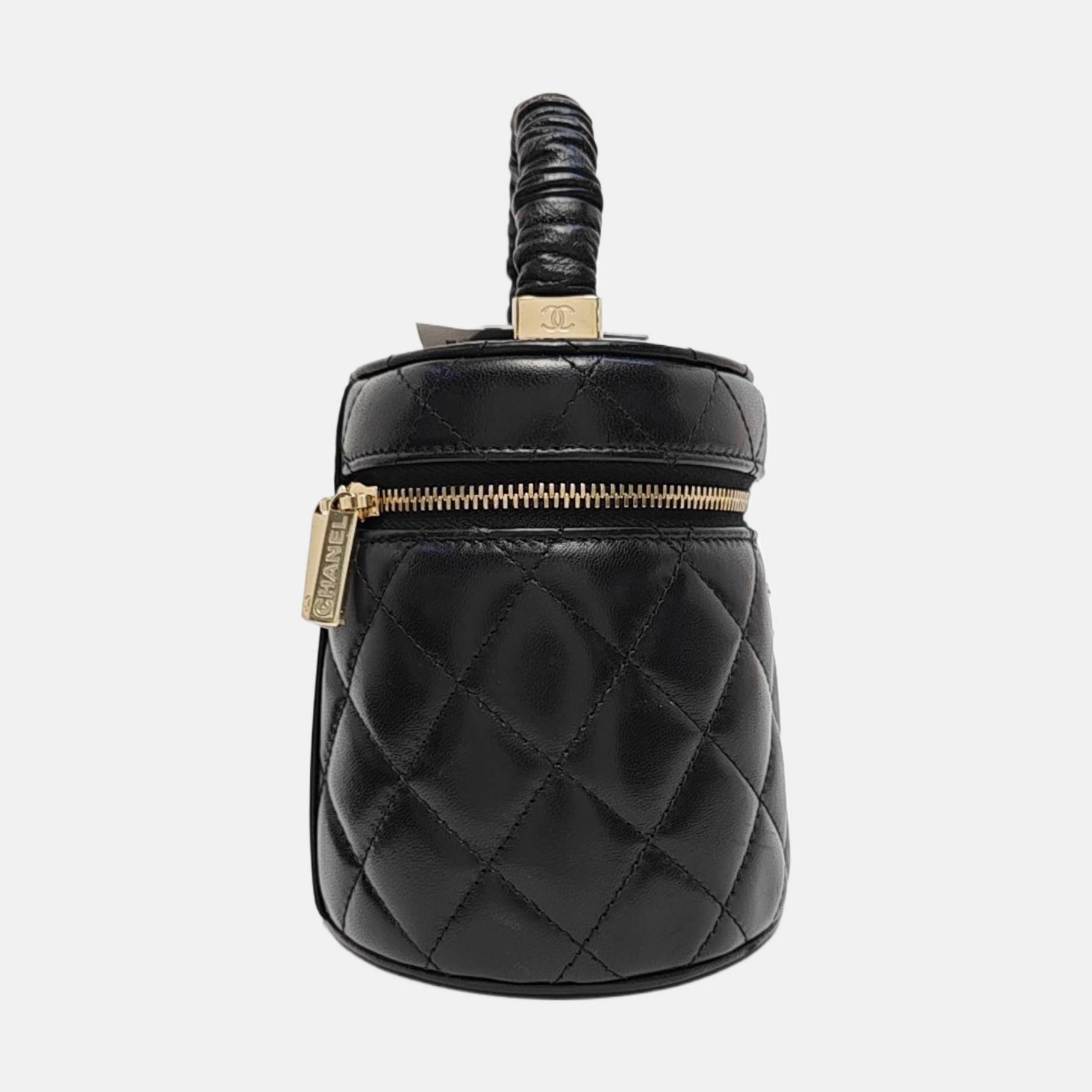 Authenticated pre-owned  TRENDY CC Quilted Lambskin Black - Top Handle Bag at Looply