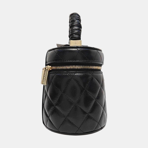 Authenticated pre-owned  TRENDY CC Quilted Lambskin Black - Top Handle Bag at Looply