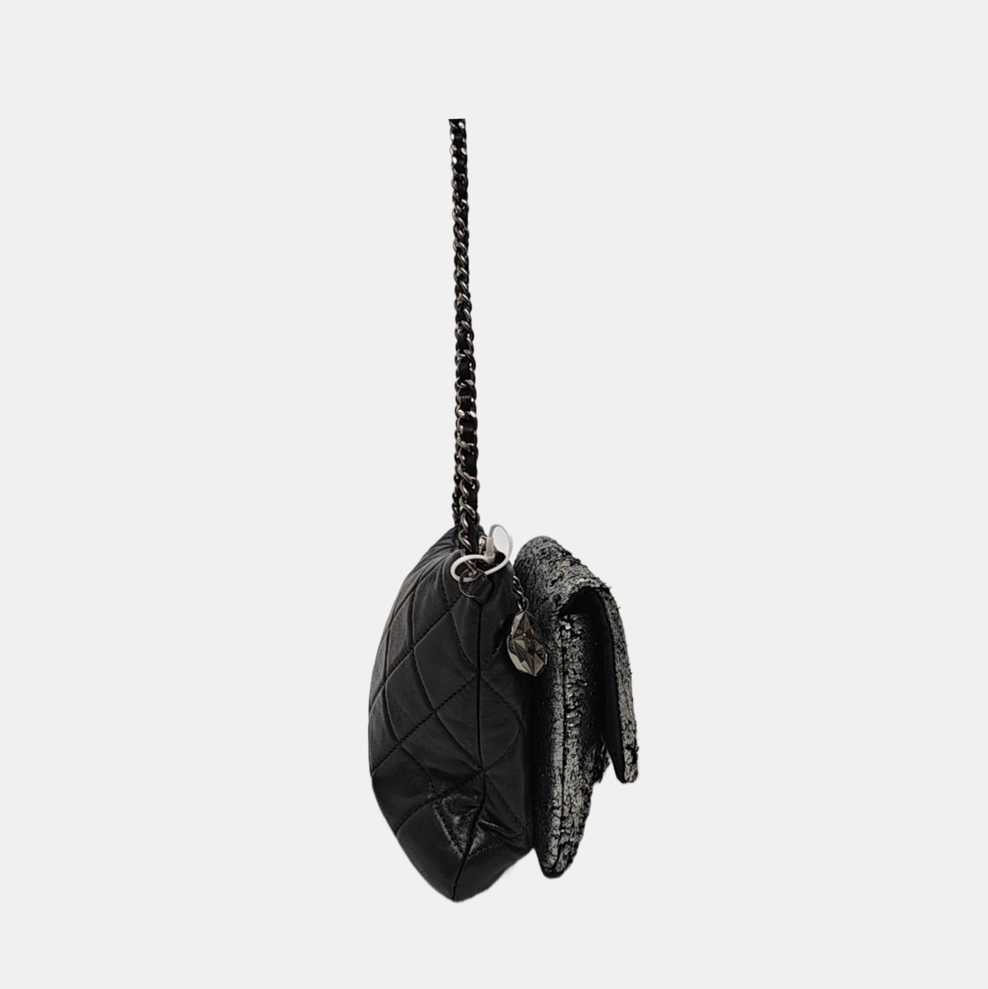 Lambskin Top Handle Bag Silver