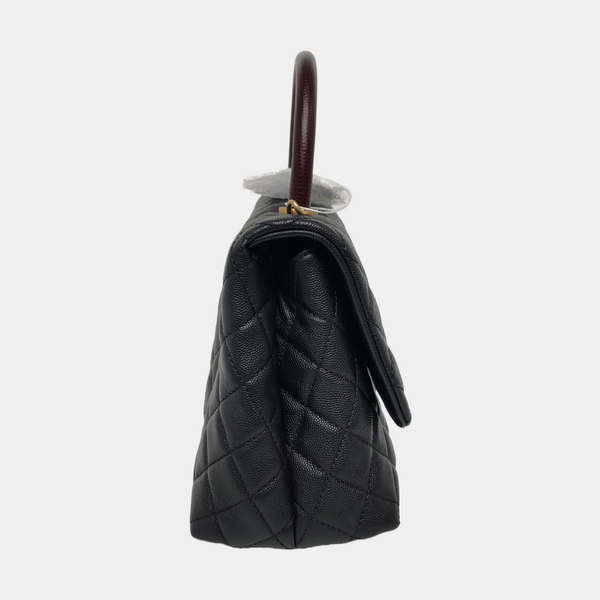 COCO HANDLE Medium Quilted Grained Calfskin Black