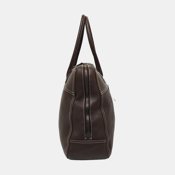 Calfskin Top Handle Bag Brown