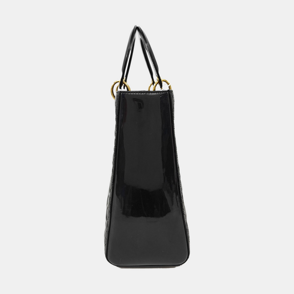 Lady Dior Large Patent Leather Black