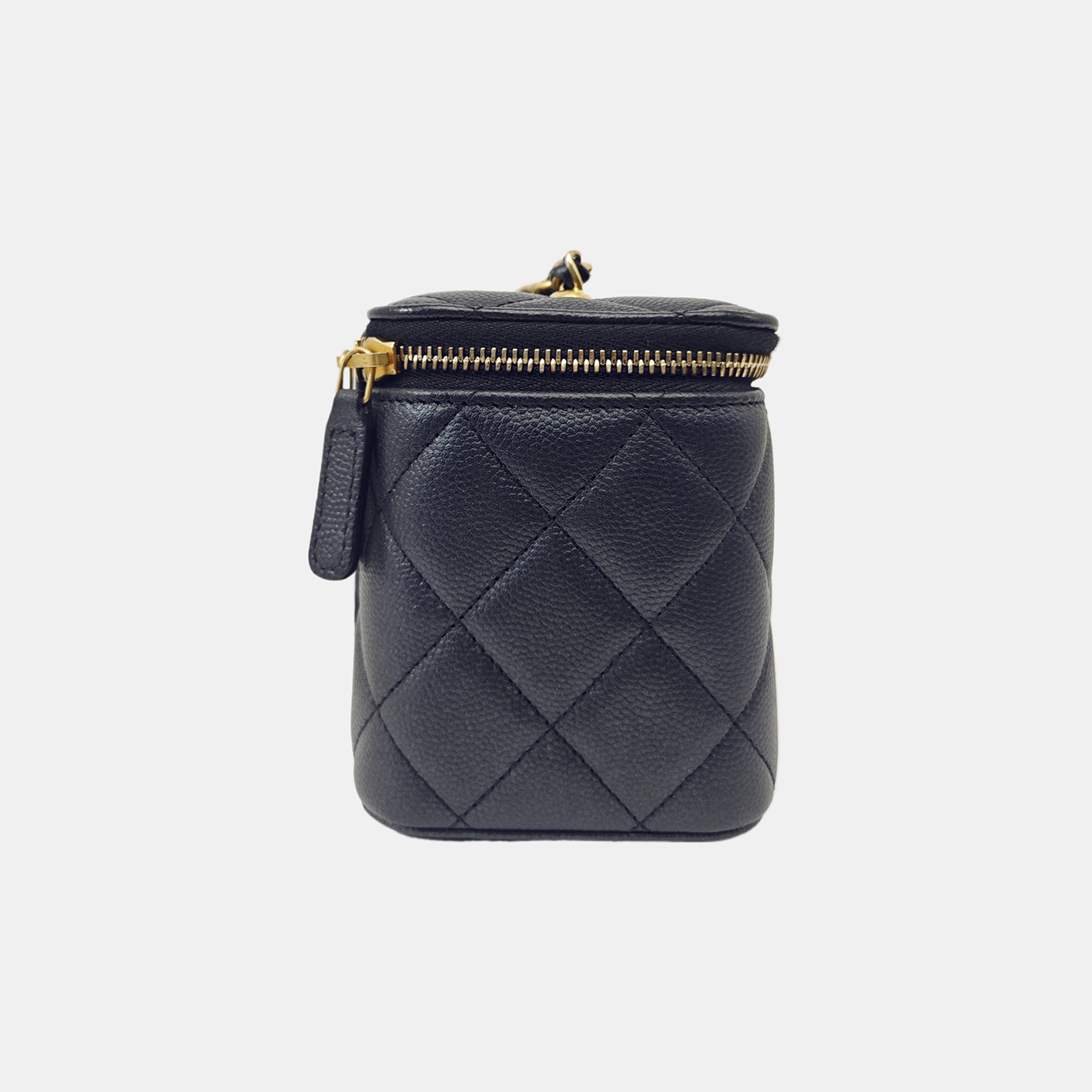 VANITY CASE Small Quilted Grained Calfskin Metallic