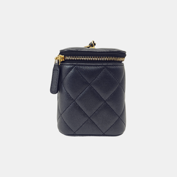 VANITY CASE Small Quilted Grained Calfskin Metallic