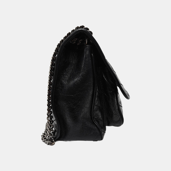 NIKI Medium Chevron Calfskin Black