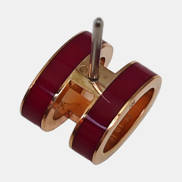 Pop H Metal Red Stud Earrings