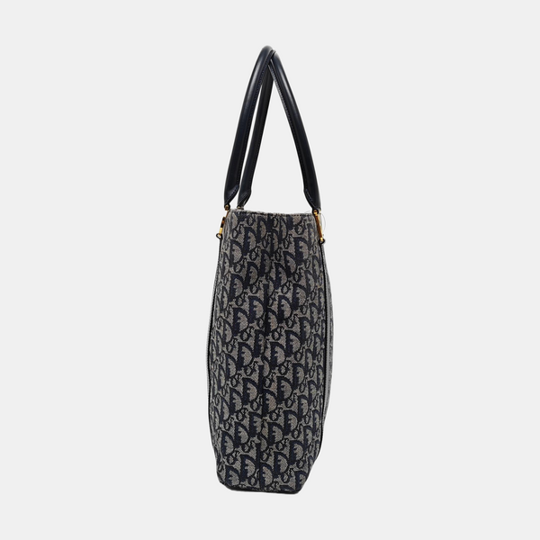 Oblique Canvas Tote Bag Blue
