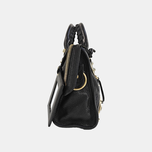 Classic Metallic Edge City Mini Lambskin Black