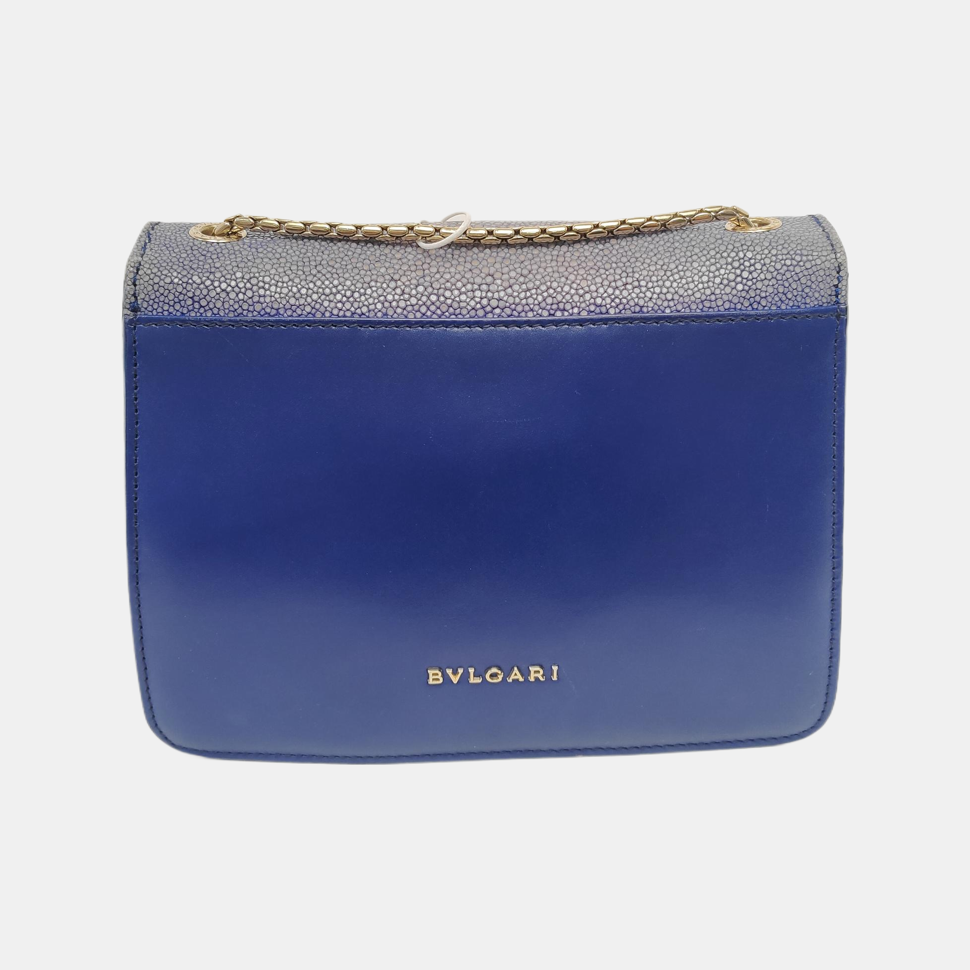 SERPENTI FOREVER Small Stingray Leather Blue
