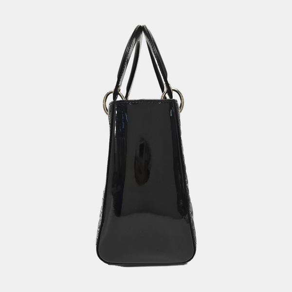 Lady Dior Medium Cannage Patent Leather Black