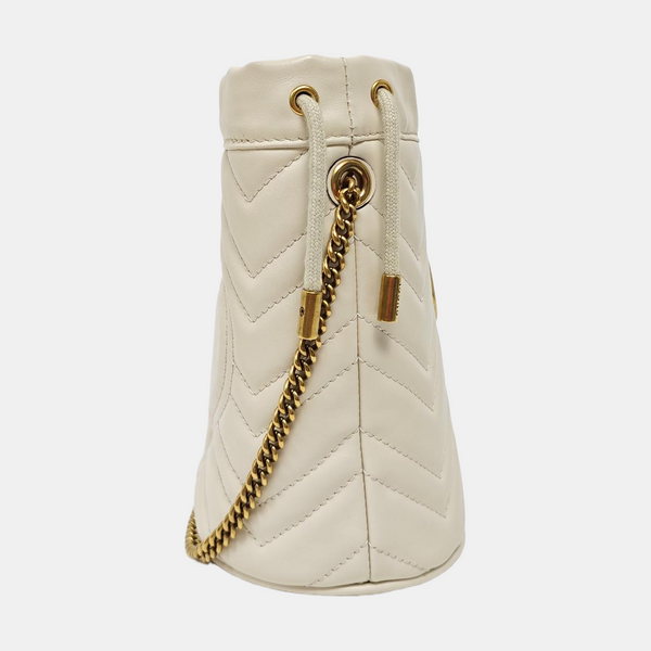 GG Marmont Mini Quilted Calfskin White