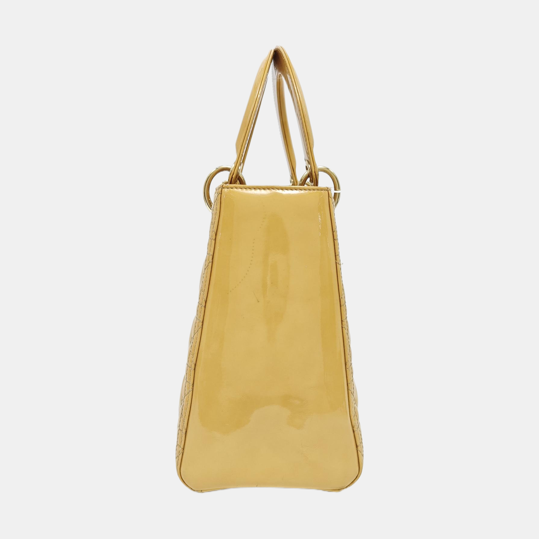 Authenticated pre-owned  Lady Dior Medium Quilted Patent Leather Yellow - Shoulder Bag at Looply