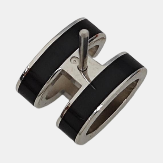 Pop H Metal Black Stud Earrings