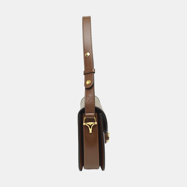 Horsebit 1955 Medium Monogram Coated Canvas Beige
