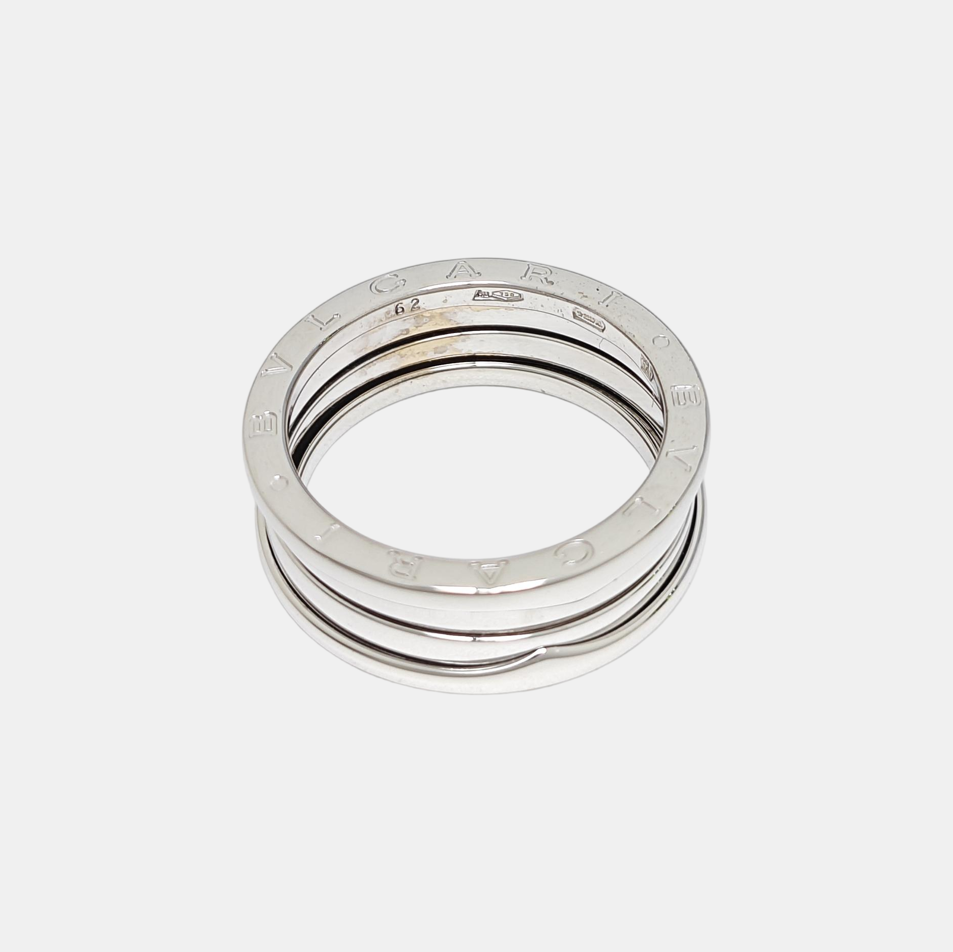 B.ZERO1 18k White Gold Silver Ring EU 62
