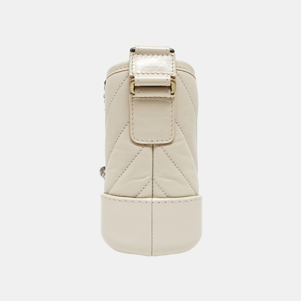 GABRIELLE Small Chevron Calfskin Beige