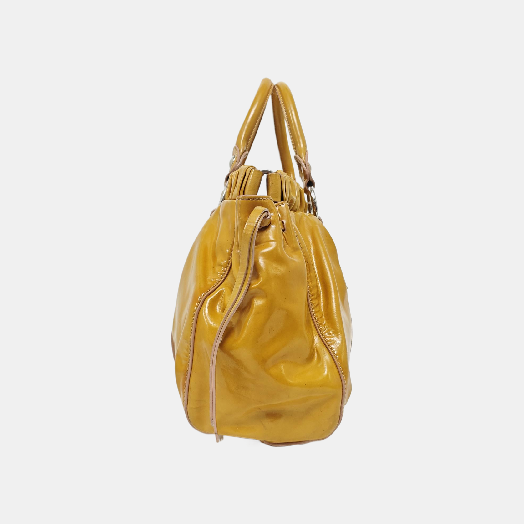 Calfskin Top Handle Bag Yellow