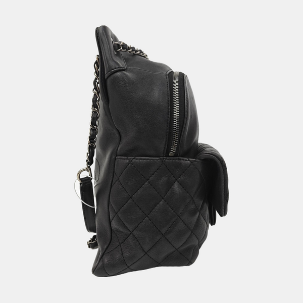 Quilted Calfskin Backpack Black
