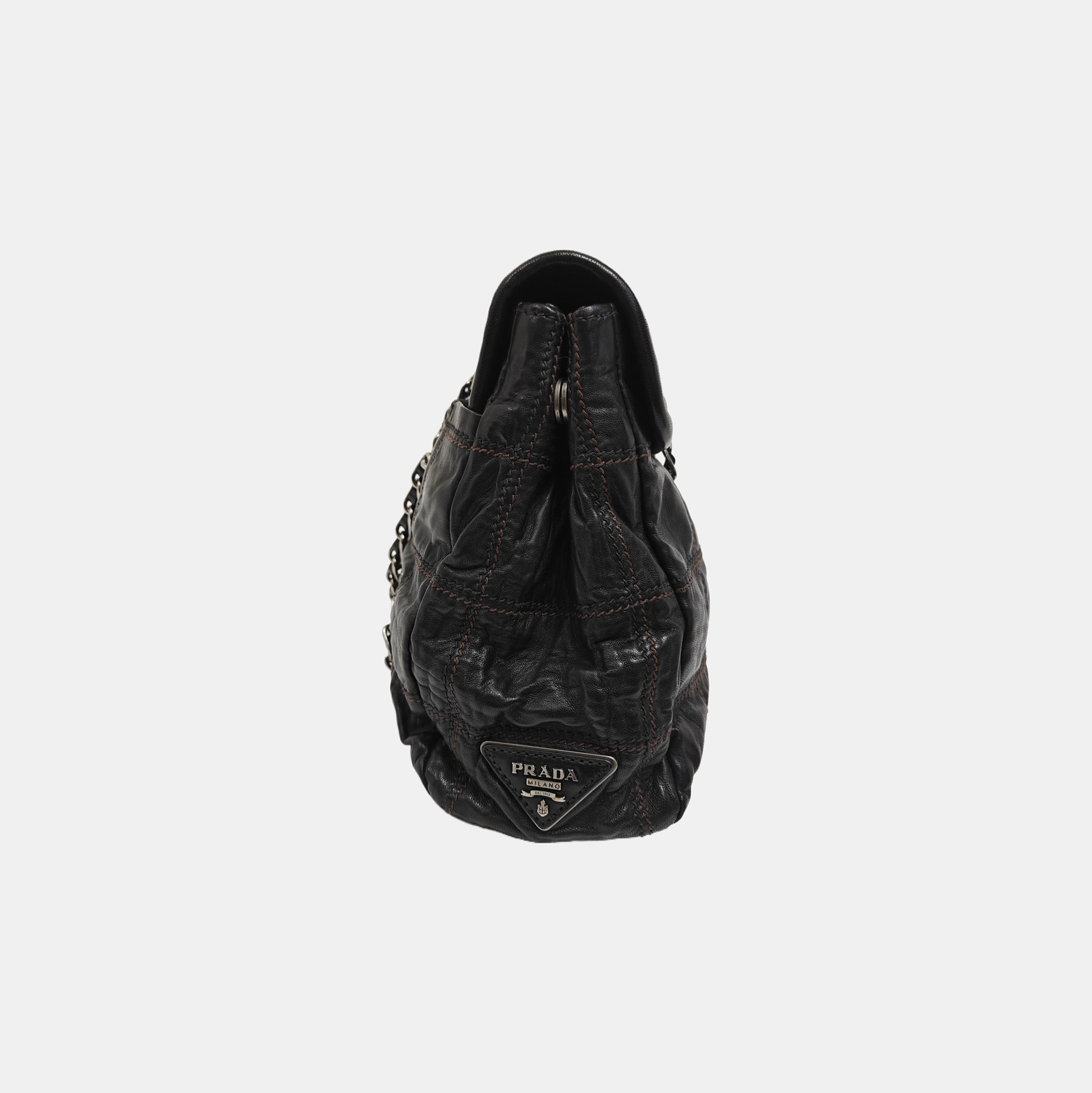 Quilted Lambskin Shoulder Bag Black