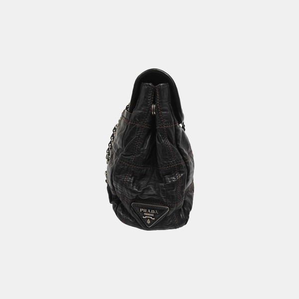 Quilted Lambskin Shoulder Bag Black