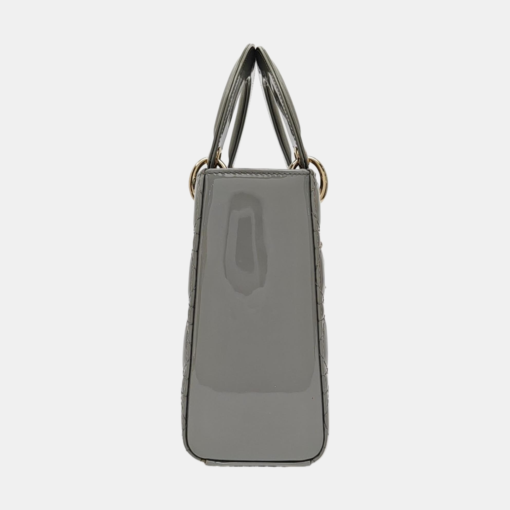 Lady Dior Small Cannage Patent Leather Gray