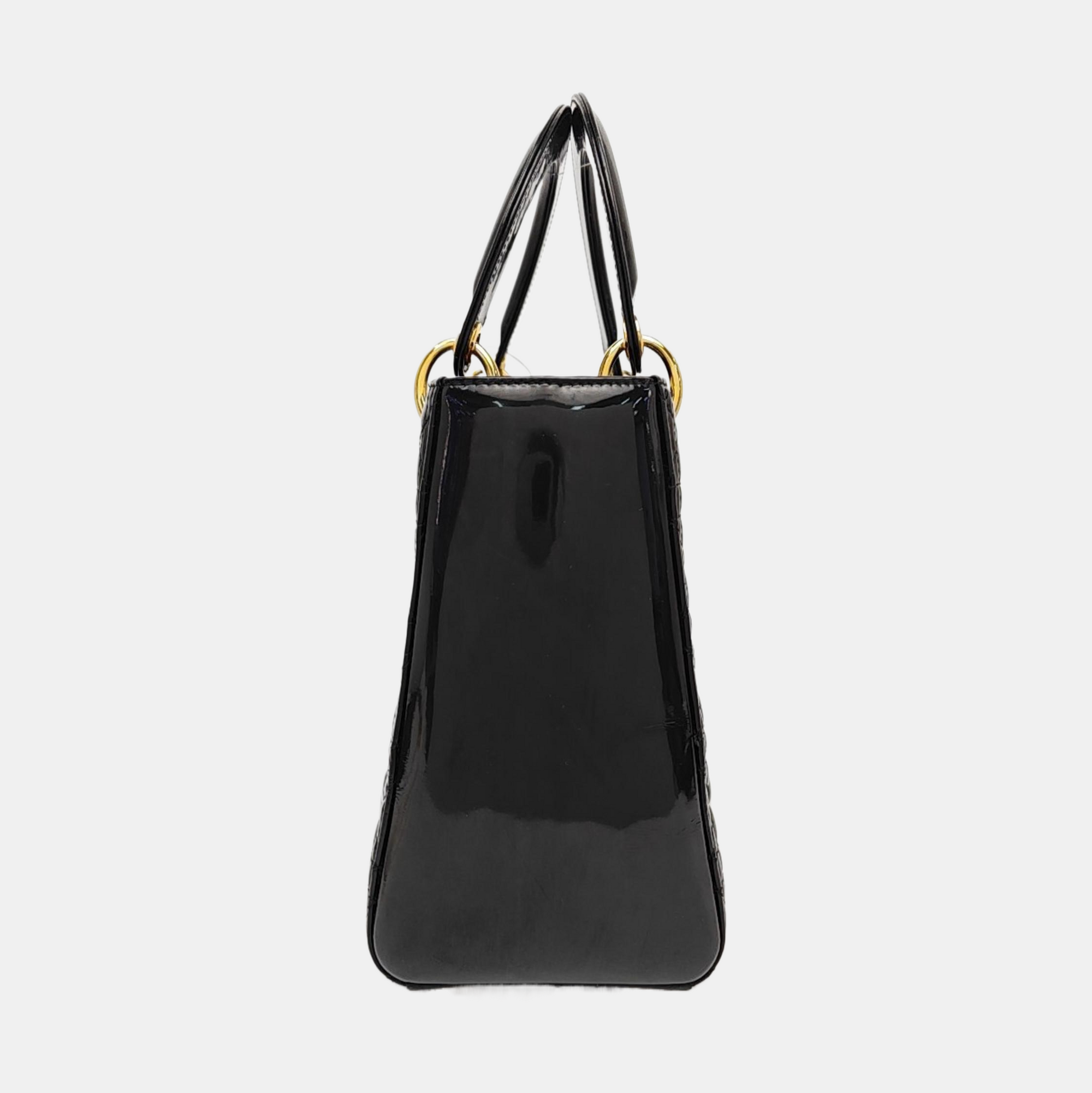 Lady Dior Medium Cannage Patent Leather Black