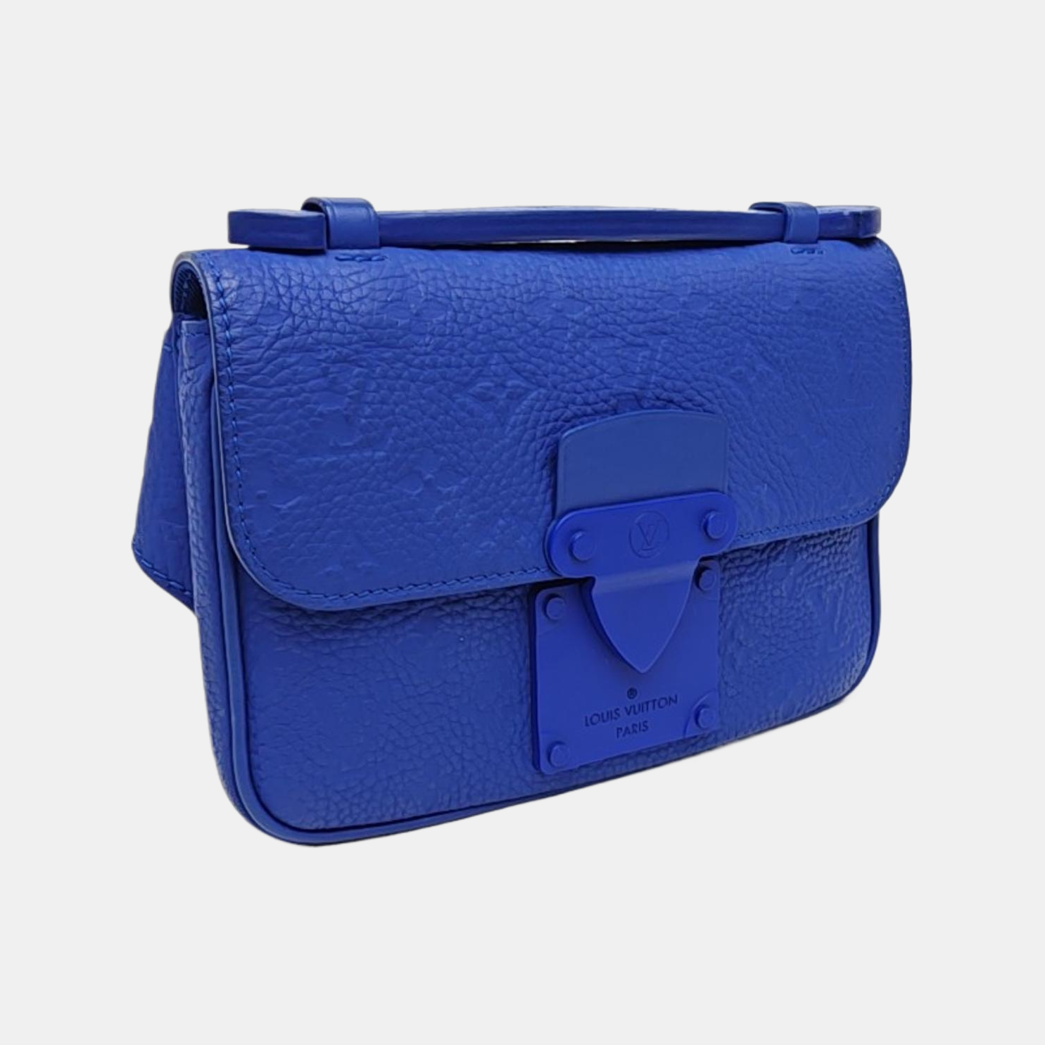 S LOCK Monogram Calfskin Blue
