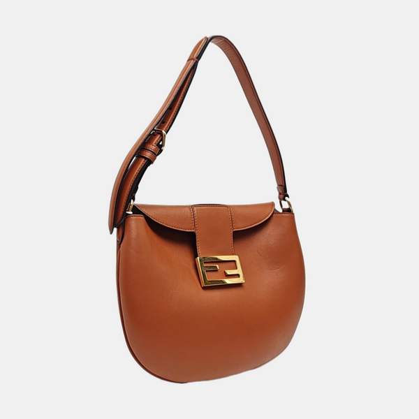 Calfskin Shoulder Bag Small Brown
