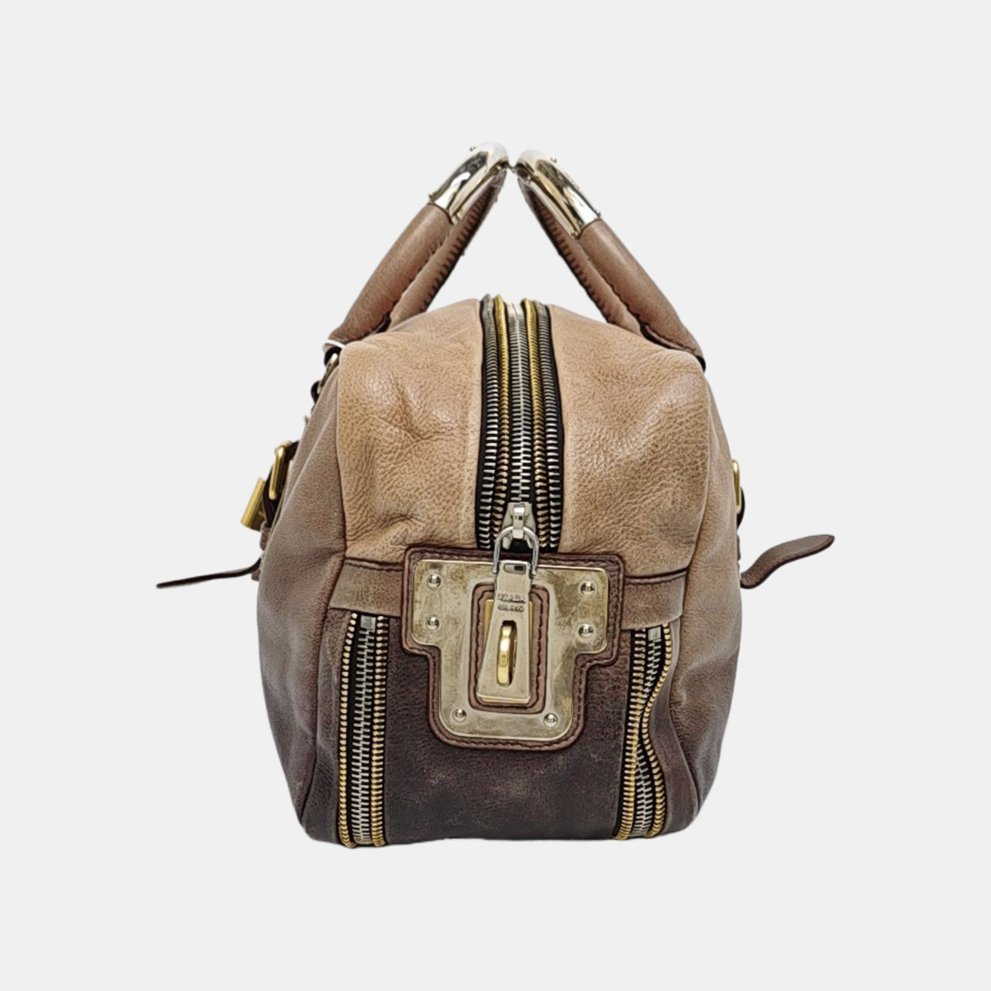Calfskin Top Handle Bag Brown
