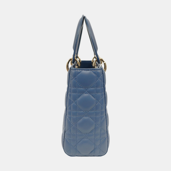 Lady Dior Small Cannage Lambskin Blue