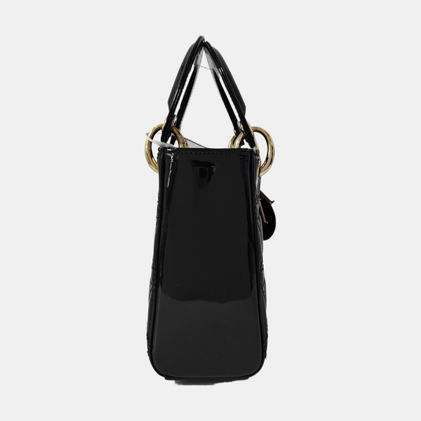 Lady Dior Mini Cannage Patent Leather Black
