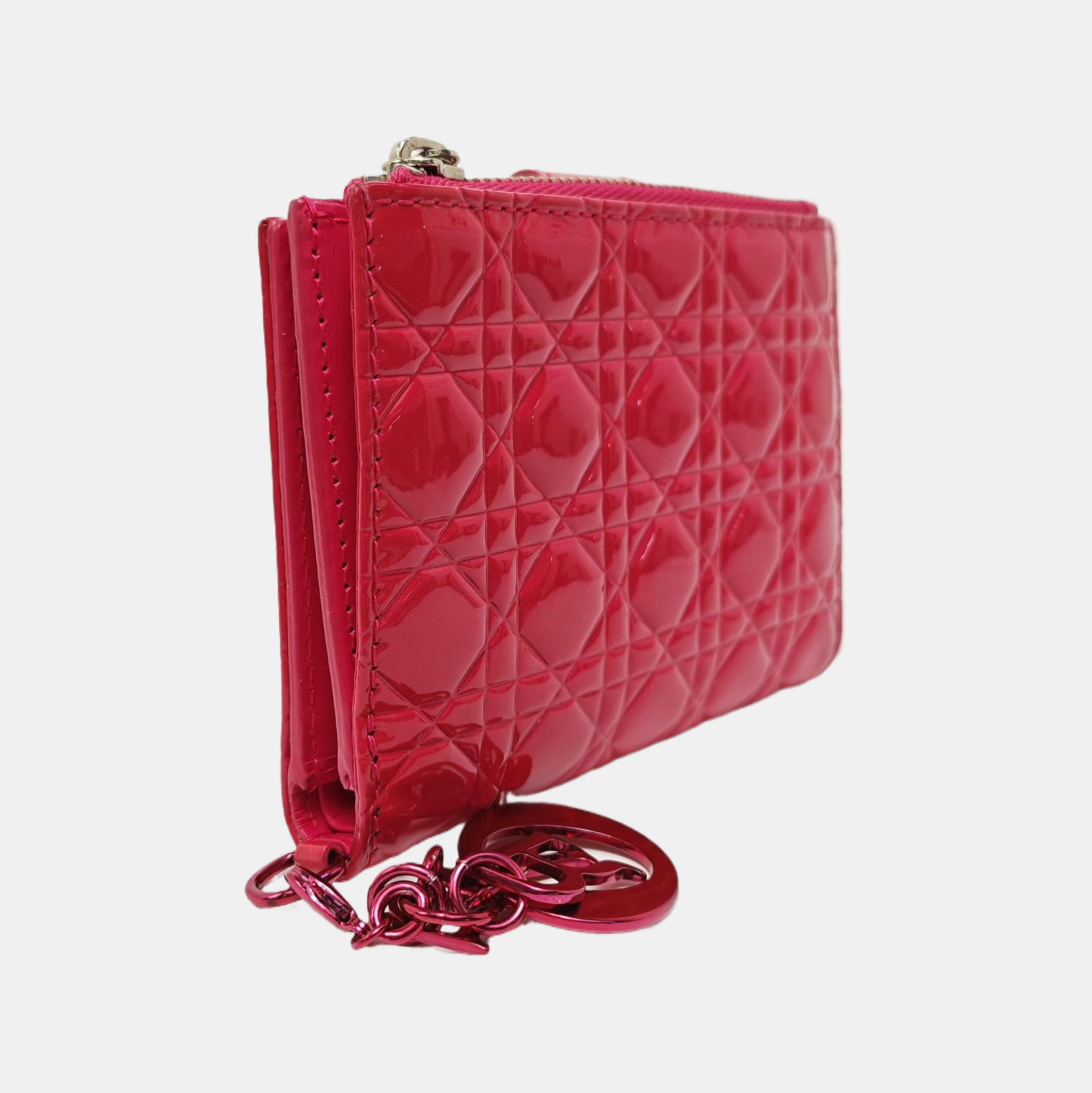 Lady Dior Super Mini Cannage Lambskin Red Wallet