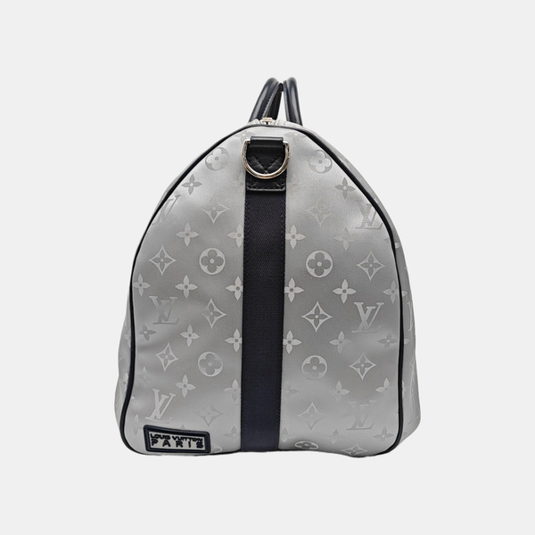 KEEPALL 50 Monogram Coated Canvas Silver