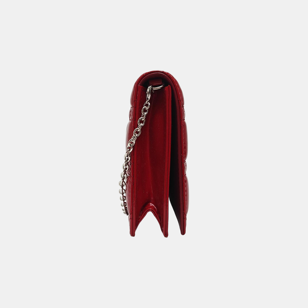Lady Dior Medium Cannage Patent Leather Red