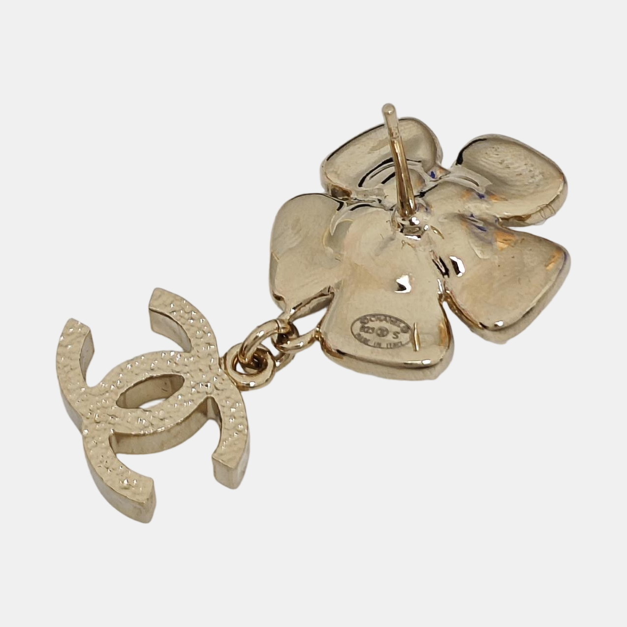CC Logo Metal Gold Stud Earrings