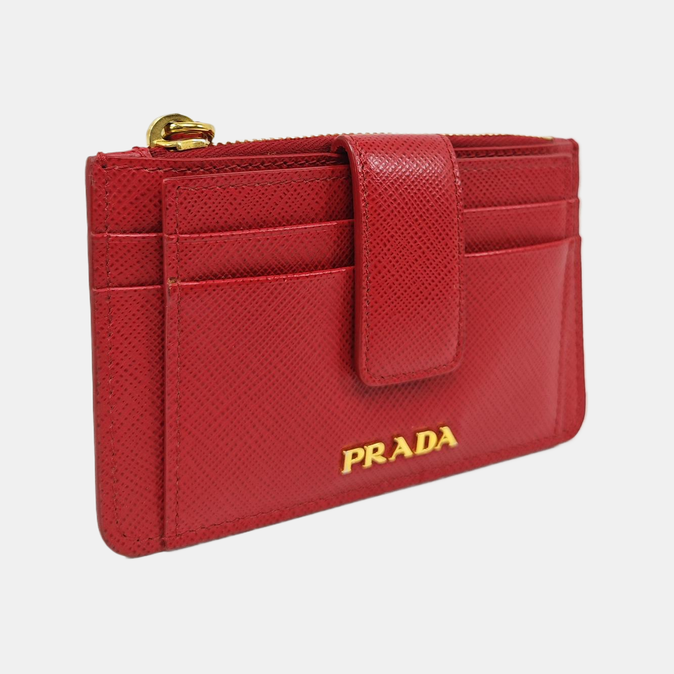 Saffiano Calfskin Card Holder Red