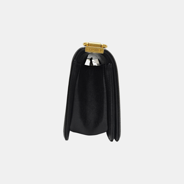 Leboy Small Chevron Grained Calfskin Black