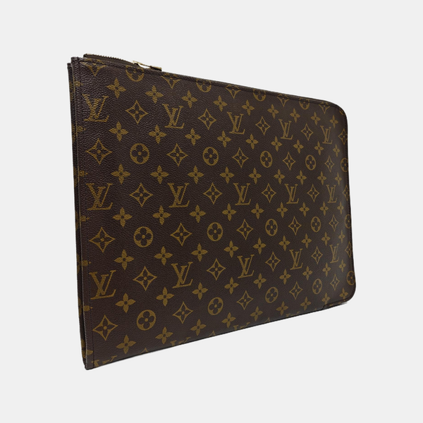 Monogram Coated Canvas Clutch Brown