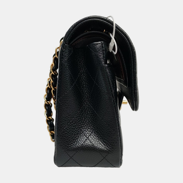 CLASSIC FLAP Small Quilted Grained Calfskin Black