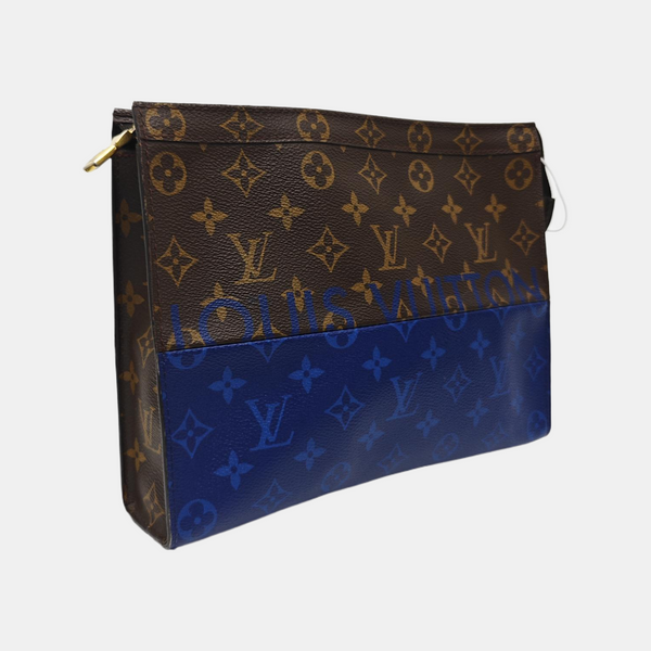 Pochette Voyag MM Monogram Coated Canvas Blue