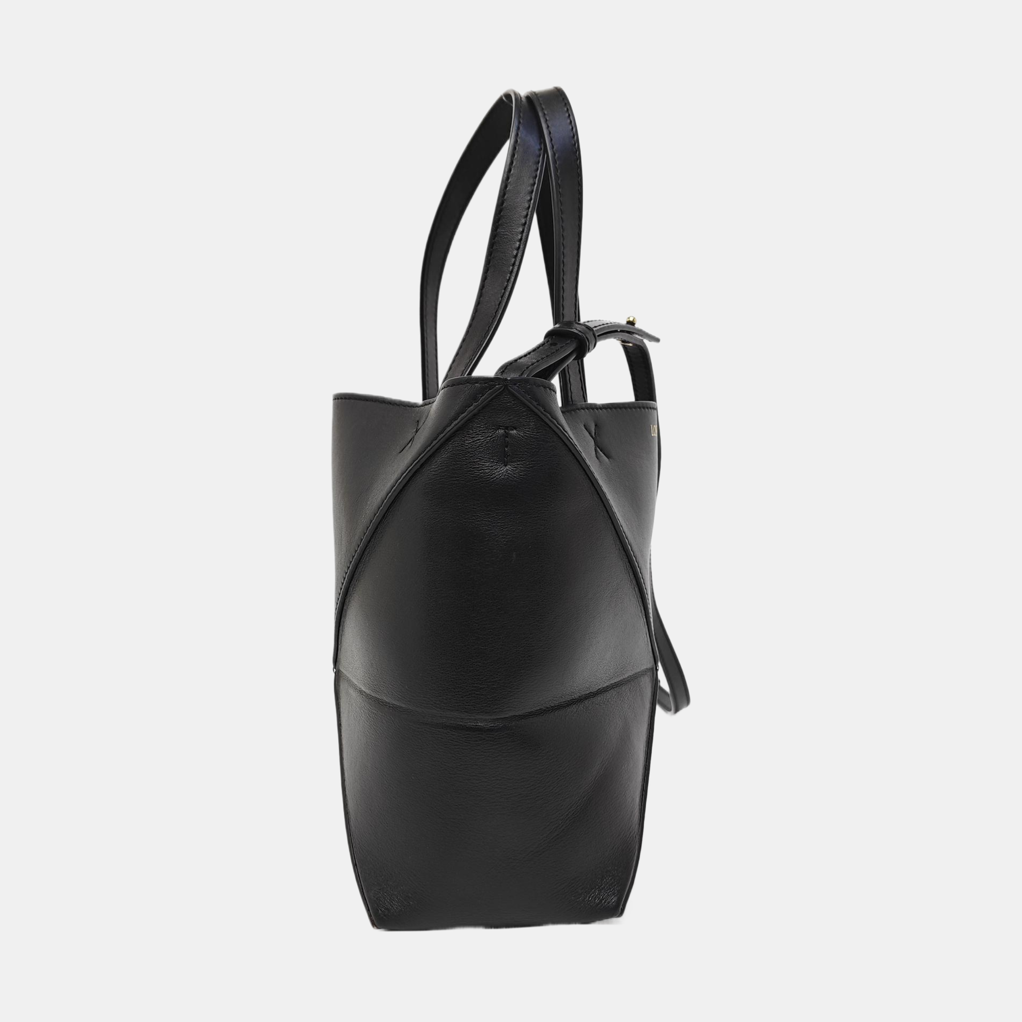 Puzzle Fold Mini Quilted Calfskin Black
